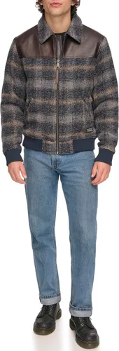 Vista 3 de Levi's Men's Mixed Media Western Plaid Bomber Jacket