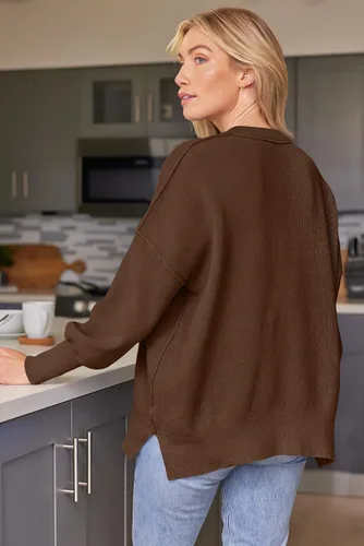 Vista 138 de Lillusory - Suéter extragrande con mangas de murciélago y cuello redondo para mujer, prenda moderna de otoño de tejido de punto sin botones