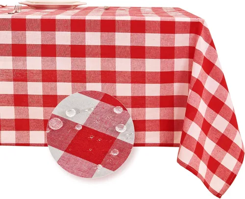 Vista 19 de BALCONY & FALCON Mantel Rectangular de Lino Sintético Impermeable Lavable Limpiable Cubierta de Mesa para Decoración de Mesa de Cocina Comedor