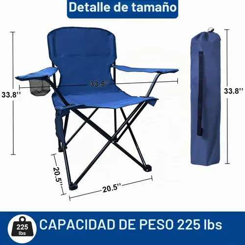 Vista 3 de 2 piezas Sillas plegables de camping, sillas de césped resistentes con bolsa para bebidas, bolsillo de almacenamiento, bolsa impermeable, silla