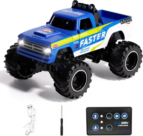 Vista 8 de 1:64 Mini RC Crawler Car, camión de control remoto de aleación con control de aplicación, controlador de 2.4 GHz, 3 modos de velocidad, luces LED