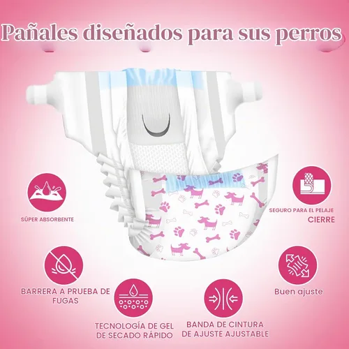 Vista 2 de Dono Pañales desechables para perras, pañales súper absorbentes para perros, con tecnología de gel de secado rápido, a prueba de fugas, ajuste