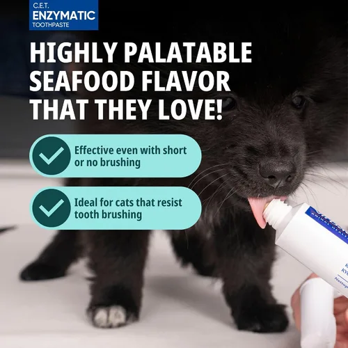 Vista 3 de Virbac C.E.T.® Kit de higiene bucal para gatos Pasta de dientes con sabor a mariscos Cepillo de dedos y cepillo de dientes para mascotas