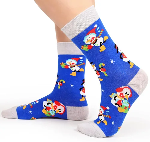 Vista 6 de Dsia Zamur Calcetines de cuello redondo para niños y niñas, paquete de 4 a 6 + caja de regalo, novedosos calcetines de pantorrilla coloridos