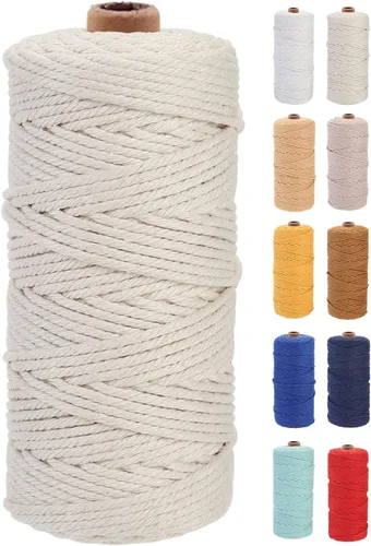 Vista 27 de Cuerda de macramé de algodón de 2 mm, 220 yardas, suministros naturales de macramé de color, cuerda de algodón suave para artesanía, para colgar