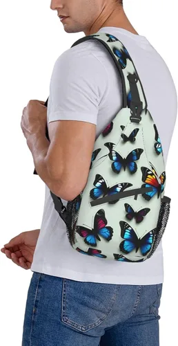 Vista 9 de Mariposa y violonchelo bolso bandolera bandolera bolsa de pecho ligero Sling Daypackstravel senderismo ciclismo para hombres mujeres