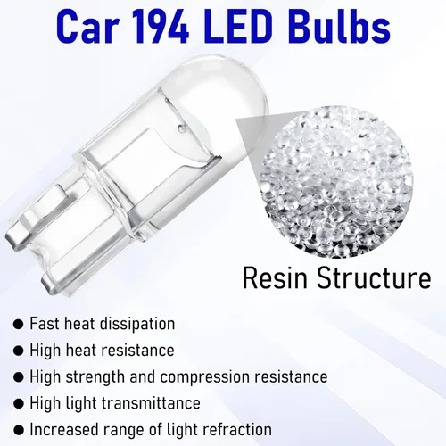 Vista 4 de ecocstm 30 bombillas LED 194 para automóvil, 168 2825 W5W T10 de cuña COB LED de repuesto, bombilla interior libre de errores para luz