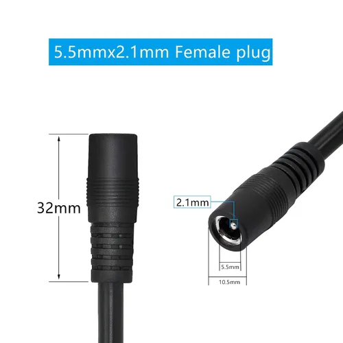 Vista 4 de GINTOOYUN Cable de extensión de alimentación CC, cable adaptador de corriente macho a hembra de 0.217 in x 0.083 in, cable resistente de 3 pies y 18