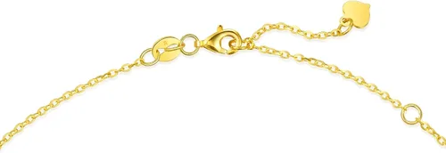 Vista 5 de CHOW SANG SANG Espejo deslumbrante dorado 999.9 de 24 quilates, oro macizo precio por peso, cerradura Ruyi con pequeño collar de corazón para mujer