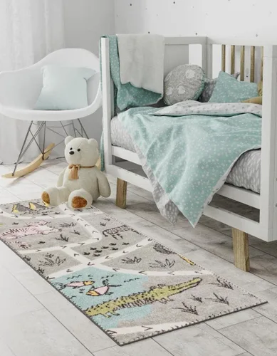 Vista 6 de Unique Loom Whimsy Kids Collection - Alfombra de área de cocodrilo (2 pies 2 pulgadas x 2 pies 11 pulgadas, rectangular, gris/negro)