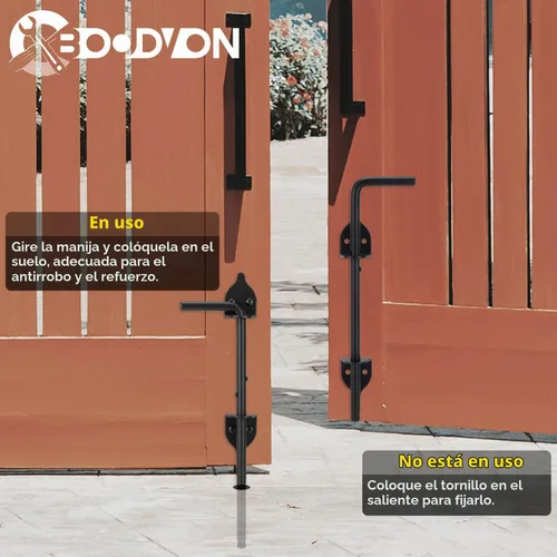 Vista 3 de Perno de Caña de 12 Pulgadas para Puerta, Varilla de Caída, Herraje Resistente para Puerta, Pestillo de Suelo para Cercas de Madera, Tope
