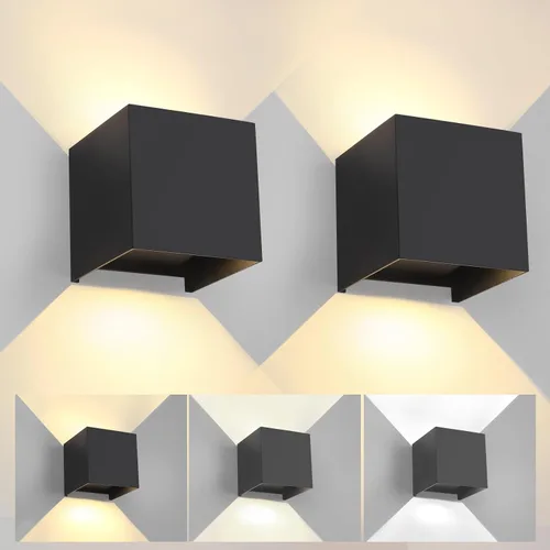 Vista 23 de 2 piezas de luces de pared G9 para exterior/interior, apliques de pared con luces hacia arriba y abajo, IP65 impermeables, iluminación moderna