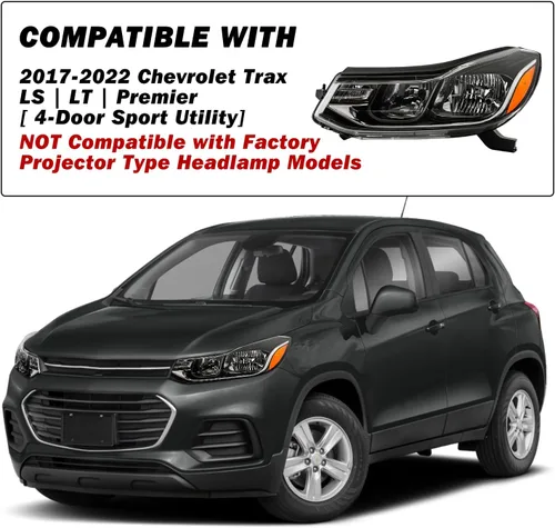 Vista 5 de SOCKIR Conjunto de faros delanteros Compatible con 2017-2022 Chevy TRAX sin DRL LED, no proyector, halógeno de reemplazo estilo OE, lámparas
