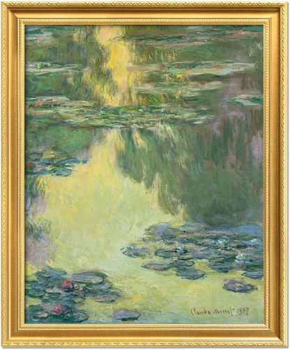 Vista 80 de IPIC - Reproducción artística de los lirios de agua de Claude Monet 1906, impresiones giclée coinciden con el marco dorado clásico, arte de pared