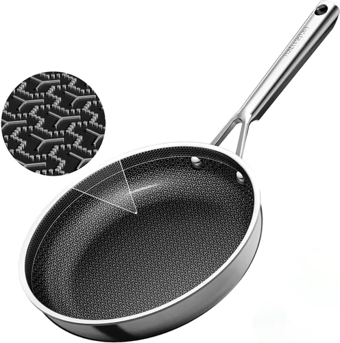 Vista 12 de Sartén antiadherente de 8 pulgadas, sartén de acero inoxidable híbrido Diamond-Titan de cerámica, sartén con mango que se mantiene fresco, libre