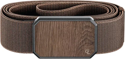 Vista 23 de Groove Life - Cinturón de nailon elástico para hombre con hebilla magnética de aluminio Gun Metal / Dark Earth