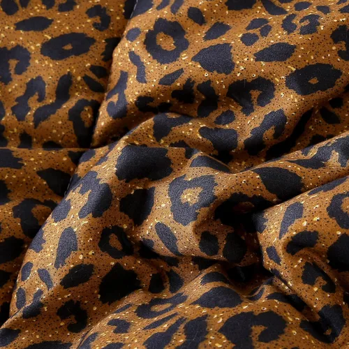 Vista 6 de Mengersi Juego de edredón con estampado de leopardo, tamaño matrimonial, estampado de guepardo, reversible, para todas las estaciones, con 2 fundas