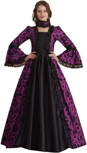 Vista 4 de CountryWomen Vestido de baile rococó para mujer del siglo XVIII, vestido largo gótico victoriano, vestido de baile de máscaras, vestidos temáticos