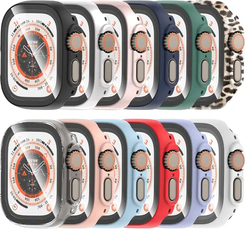 Vista 9 de Paquete de 12 fundas compatibles con Apple Watch de 1.575 pulgadas SE 3 SE 2 Series 6 5 4 SE con protector de pantalla de vidrio templado