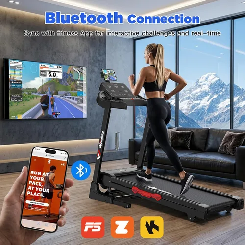 Vista 8 de 3.5HP Folding Treadmill Auto Incline, 300lbs, 8MPH, 17" Belt,64 Programs