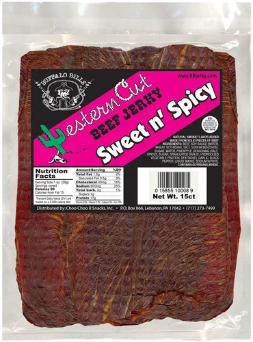 Vista 5 de Buffalo Bills 18oz Black Pepper Western Cut Big Slab Beef Jerky (15 losas de carne seca por bolsa)