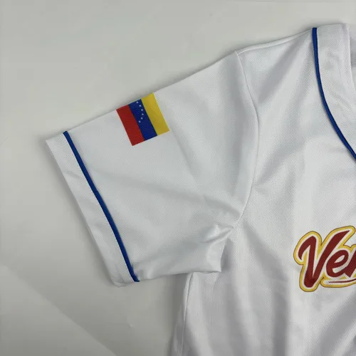 Vista 7 de Venezuela - Camiseta de béisbol clásica de manga corta con botones de malla, para hombre y mujer, camiseta de Venezuela beisbol