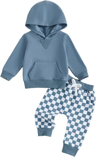 Vista 30 de Conjunto de ropa de otoño e invierno para bebé y niño, sudadera larga con capucha y pantalones para niños pequeños, 6, 12, 18, 24 meses, 2T Adorable