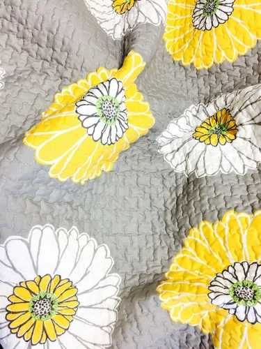 Vista 3 de [Girasoles blancos y amarillos] Juego de edredón de microfibra de poliéster hipoalergénico de 2 piezas, ropa de cama para dormitorio