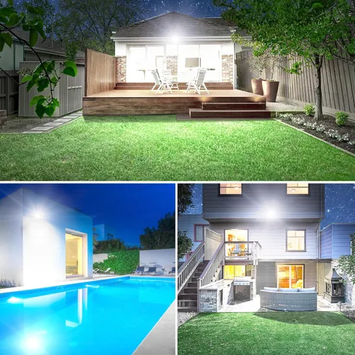 Vista 8 de Onforu Paquete de 2 luces LED de inundación para exteriores, equivalente a 500 W, 4500 lúmenes, luz de seguridad súper brillante, luz de día de 6000