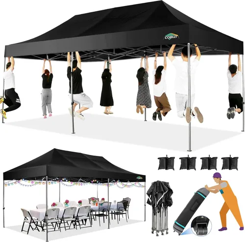 Vista 38 de COBIZI Tienda de campaña desplegable de 6.6 x 6.6 pies, toldo resistente, fácil de instalar, impermeable, para exteriores, fiestas, playa, jardín