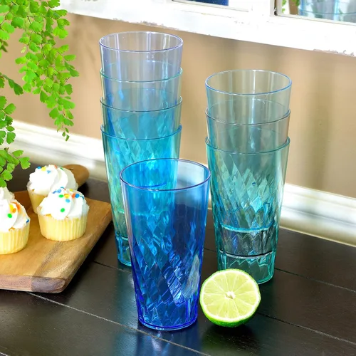 Vista 4 de Youngever Paquete de 9 vasos de plástico de 24 onzas, vasos de plástico, vasos para beber, vasos de bebidas inastillables, 9 colores, reutilizables