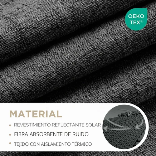 Vista 2 de Joydeco - Cortinas 100% opacas, 2 paneles de lino natural para oscurecer habitación, aislamiento térmico, trabillas traseras y bolsillo para barra