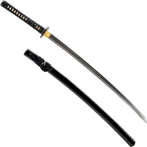 Vista 15 de HMS Samurai Katana Sword, Practical, Hand Forged, 1045 Carbon Steel, Heat Tempered/Clay Tempered, Full Tang, Sharp, Scabbard Blanco-dragón-951A