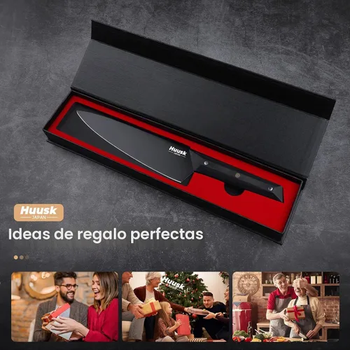 Vista 6 de Huusk Cuchillo de chef de 8 pulgadas, cuchillos de cocina Gyuto de acero Negro