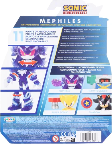 Vista 9 de Sonic the Hedgehog Figura de acción de Mephiles the Dark de 4 pulgadas con accesorio de base de niebla morada. A partir de 3 años