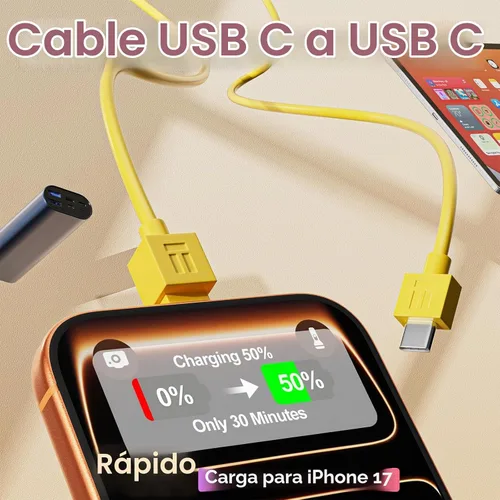 Vista 2 de Vofolen Cable USB C a USB C [4 unidades, 3.3 pies] C a C Cable 3A de carga rápida diseño de robot cargador tipo C para iPhone 17/16/15 Pro