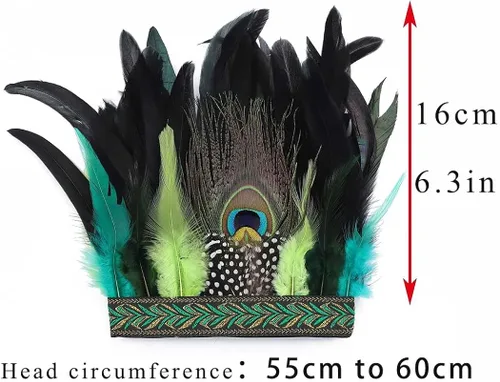 Vista 2 de CAKURE Disfraz de pavo real para mujer tocado de plumas de carnaval tocado con corona diadema para fiesta de Halloween