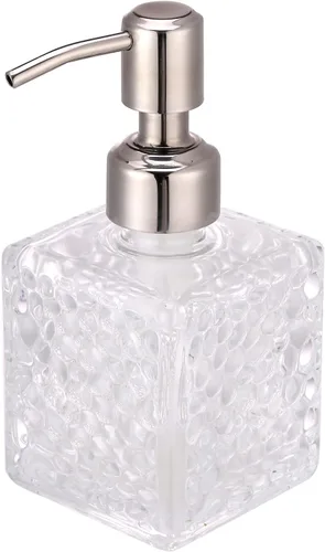 Vista 10 de YunNasi - Dispensador de jabón con bomba, diseño de cristal transparente, vintage y elegante, dispensador de jabón líquido recargable para encimera