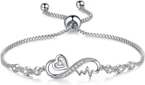 Vista 12 de Desimtion Infinity Bracelets for Women, Adjustable fits All Wrists Plata_Infinity
