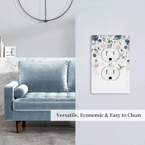 Vista 181 de Decorative Outlet Covers Blue Background White Cat Daisy Floral 2-Gang 1-Gang Wall Plate Single Toggle/Rocker Farmhouse Style Light Switch Covers