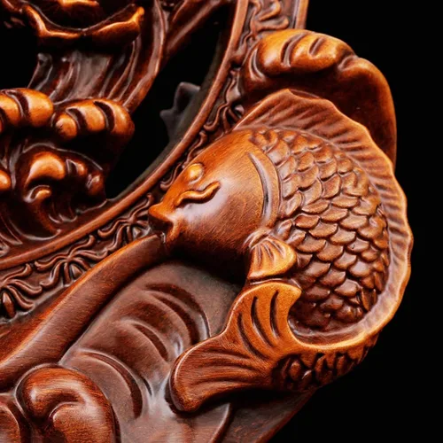 Vista 6 de Estatua china de feng Shui, estatua de Feng Shui, escultura de resina de pescado, riqueza, prosperidad, decoración del hogar, oficina, regalo