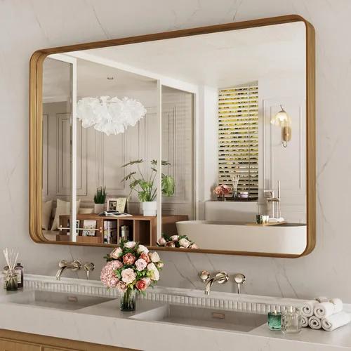 Vista 59 de LOAAO 20x16 Pulgadas Espejo de Baño con Marco de Metal Negro para Pared, Espejo de Tocador de Baño de Estilo Granja, Espejo Grande Rectangular