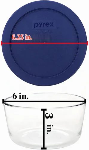 Vista 6 de Pyrex 7201 - Cuenco de vidrio de 4 tazas y tapa azul oscuro 7201-PC (paquete de 2) - Fabricado en Estados Unidos