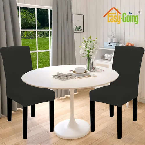 Vista 2 de Easy-Going - Juego de 2 fundas para sillas de comedor 100% impermeables, de tela Jacquard elástica, fundas protectoras removibles y lavables