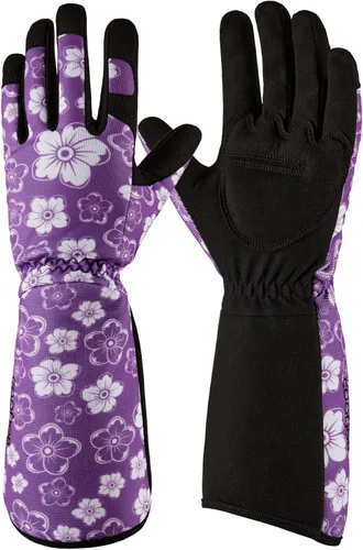 Vista 8 de COOLJOB Guantes de jardín para poda de rosas a prueba de espinas para hombres, guantes de manga larga acolchados para trabajo de jardín