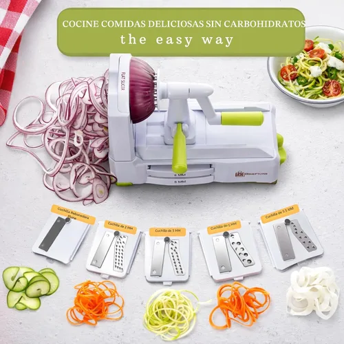 Vista 6 de Brieftons Espiralizador de verduras de 5 hojas: rebanador en espiral más fuerte y pesado, el mejor fabricante de pasta de espaguetis de verduras