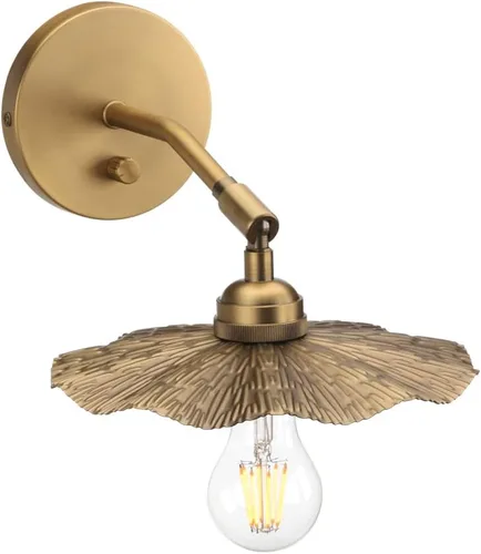 Vista 8 de Pathson Aplique de pared regulable con acabado de latón de metal, ángulo de iluminación ajustable, iluminación de tocador de pared de baño, lámpara
