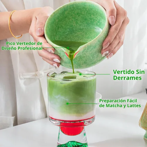 Vista 4 de TEANAGOO Juego de Batidor de Matcha, Juego de Matcha Verde de 7 Piezas, Kit de Ceremonia de Matcha, Juego de Té Matcha para Hacer Latte, Cuenco