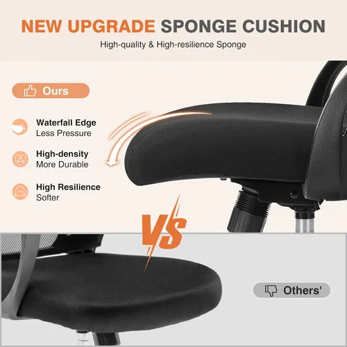 Vista 7 de Sweetcrispy Silla de escritorio para computadora de oficina, ergonómica, de malla con respaldo medio, giratoria, con ruedas, cómodo soporte lumbar