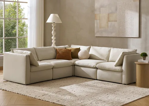 Vista 29 de mopio Sofá modular de gran tamaño con fundas y almacenamiento totalmente extraíbles, secciones convertibles en forma de U y L, moderno sofá de nube